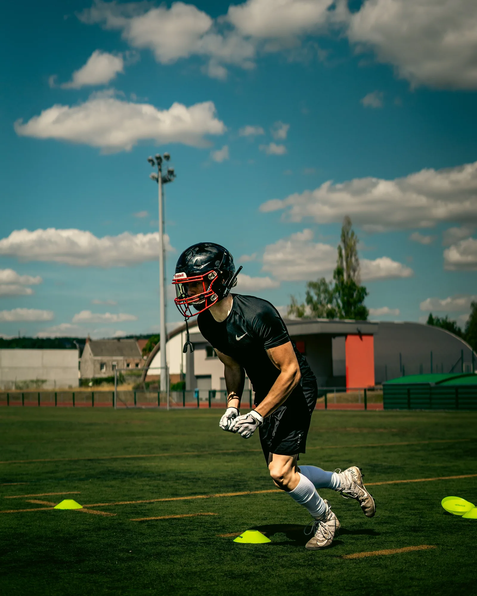 Football player completing performance training in Paphos